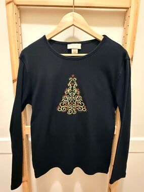 Vintage M&C Sportswear Embroidered Long sleeve Top size L - Christmas Tree